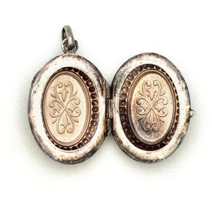Sterling Silver Beaded Oval Locket