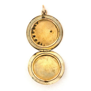 Crescent Moon & Star Pinstripe Locket