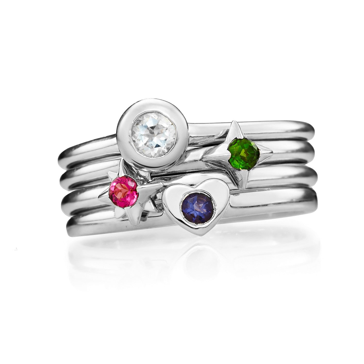 Sterling Silver Stacking Birthstone Rings