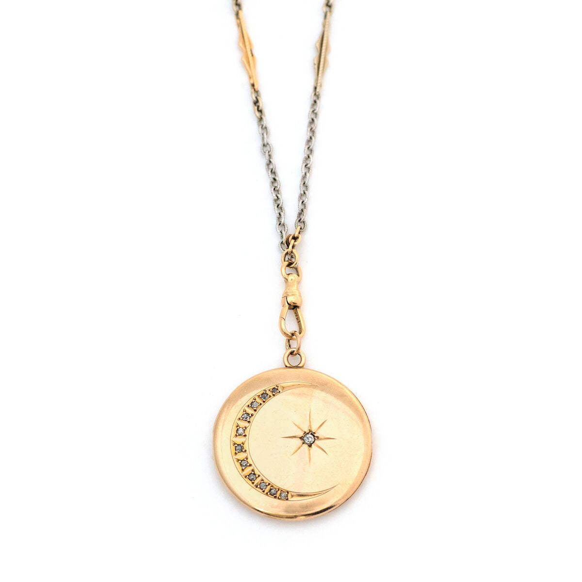 12K & Diamond Gold Crescent Moon & Star Locket