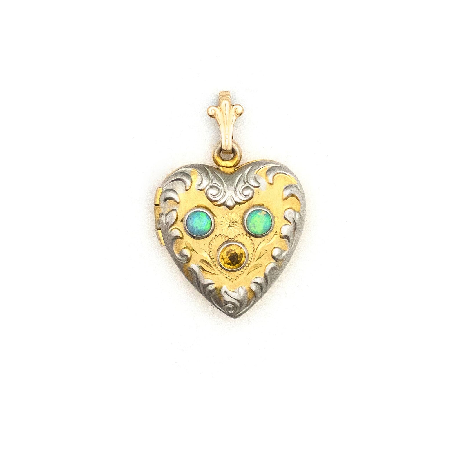 Opal & Citrine Heart Locket