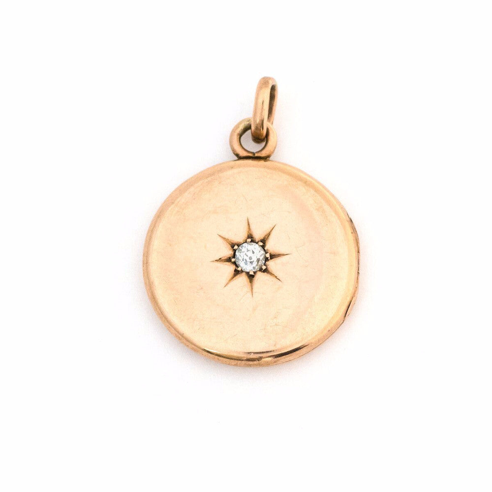 14K Gold and Diamond Victorian Starburst Locket