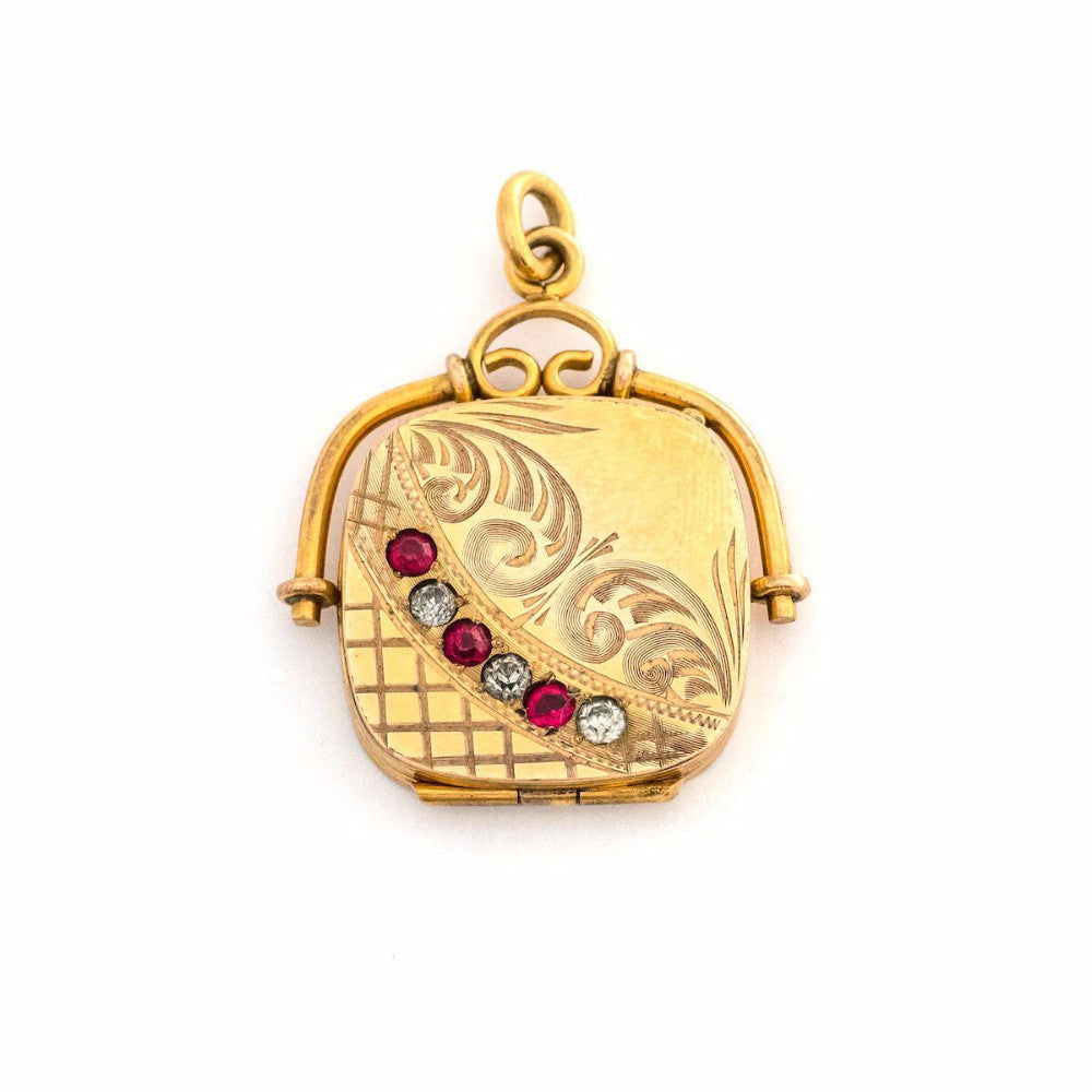 Red & White Feather Locket