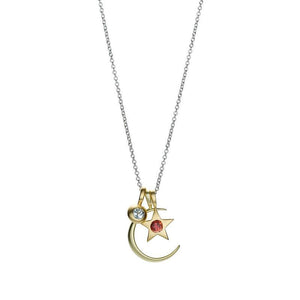 Moon & Stars Birthstone Charm Necklace