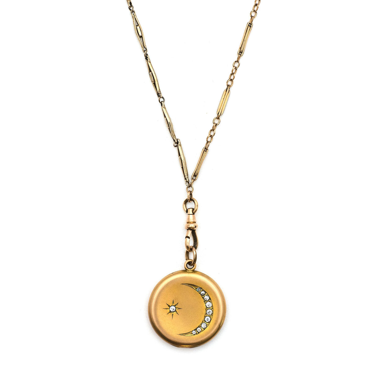 Matte Crescent Moon & Star Locket