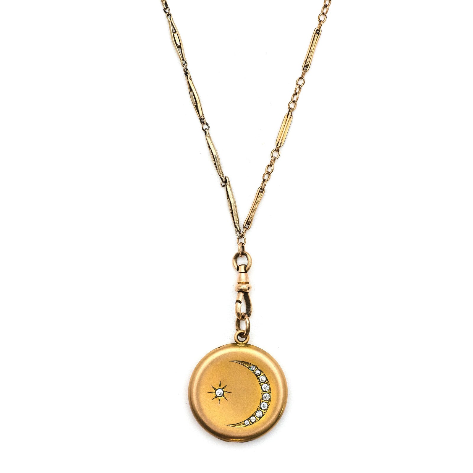 Matte Crescent Moon & Star Locket