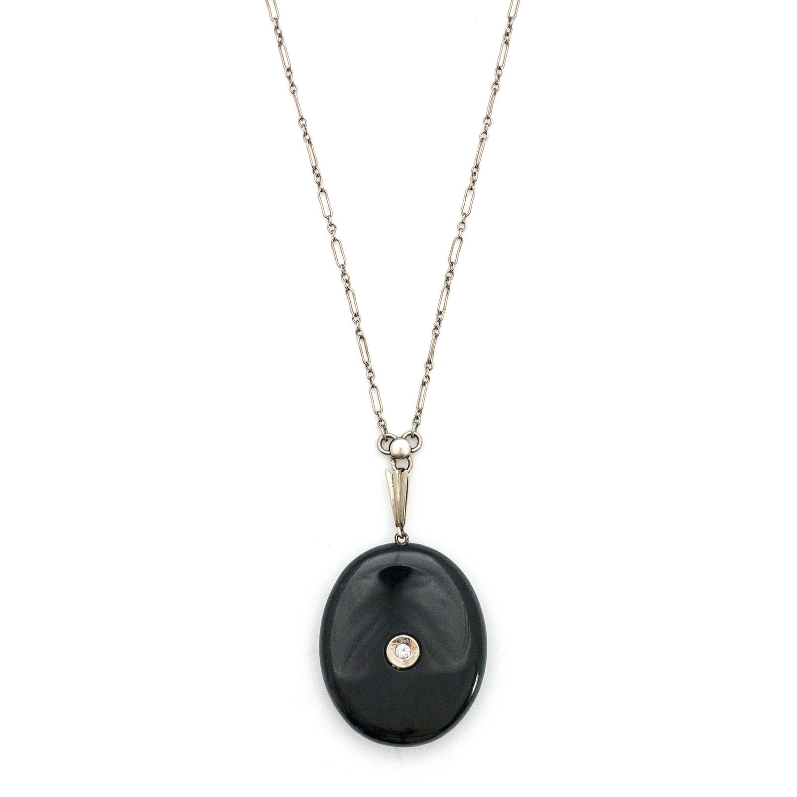 14K Diamond & Onyx Locket