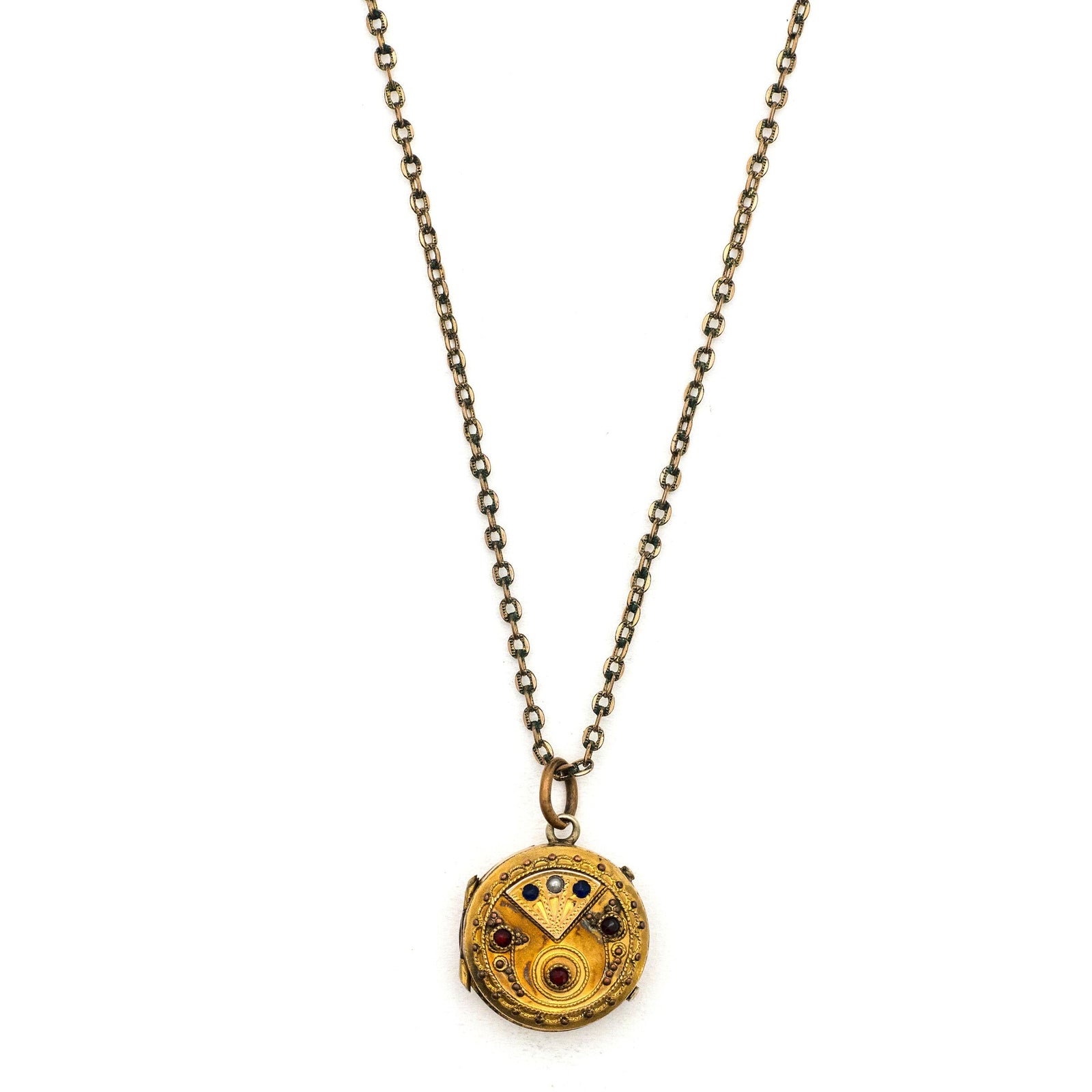 Red, Pearl & Blue Fan Locket