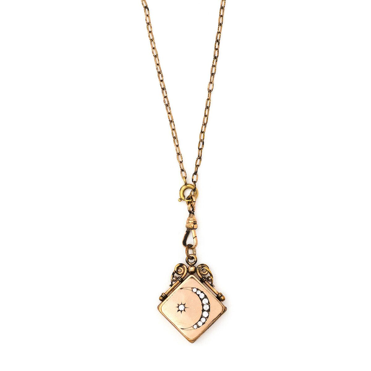 Crescent Moon & Star Square Locket