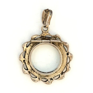 Sterling French Paste Antique Halo Locket, clear locket, perfect for photos and pictures, back view