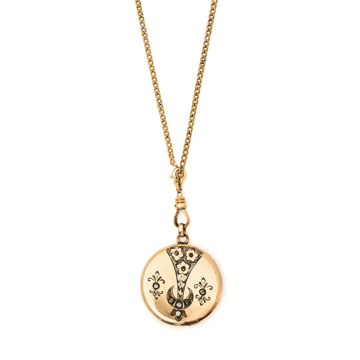 Crescent Horn & Flowers Locket