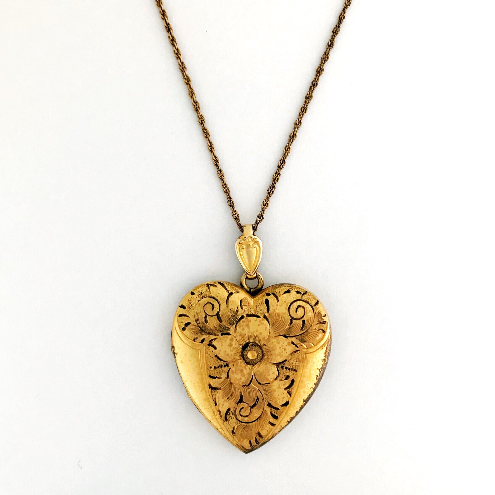 Floral Heart Shield Locket