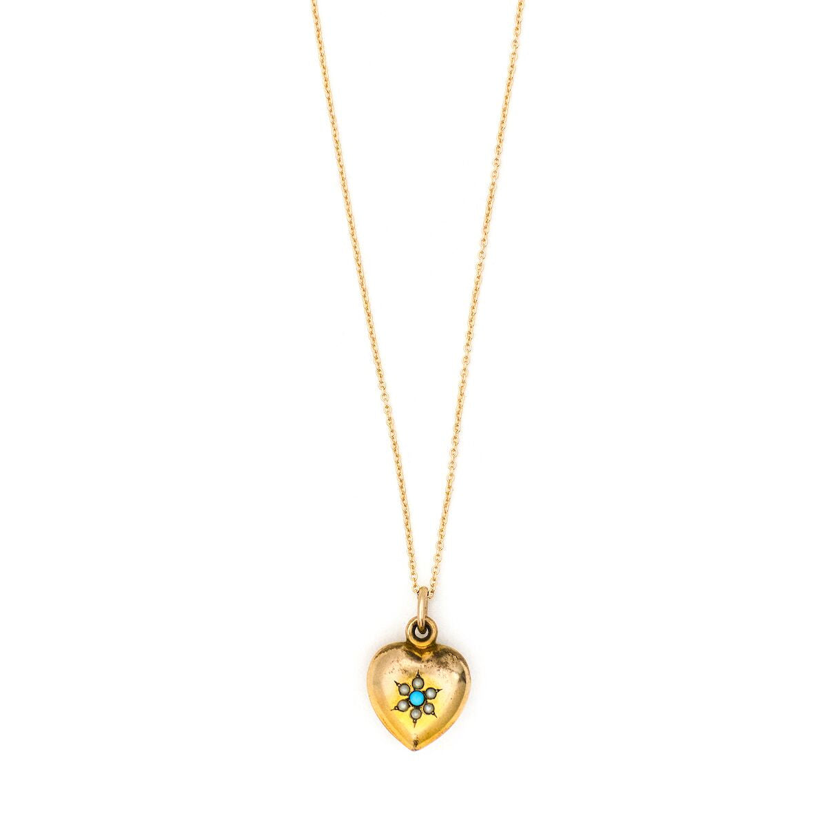 Turquoise & Pearl Snowflake Heart Charm