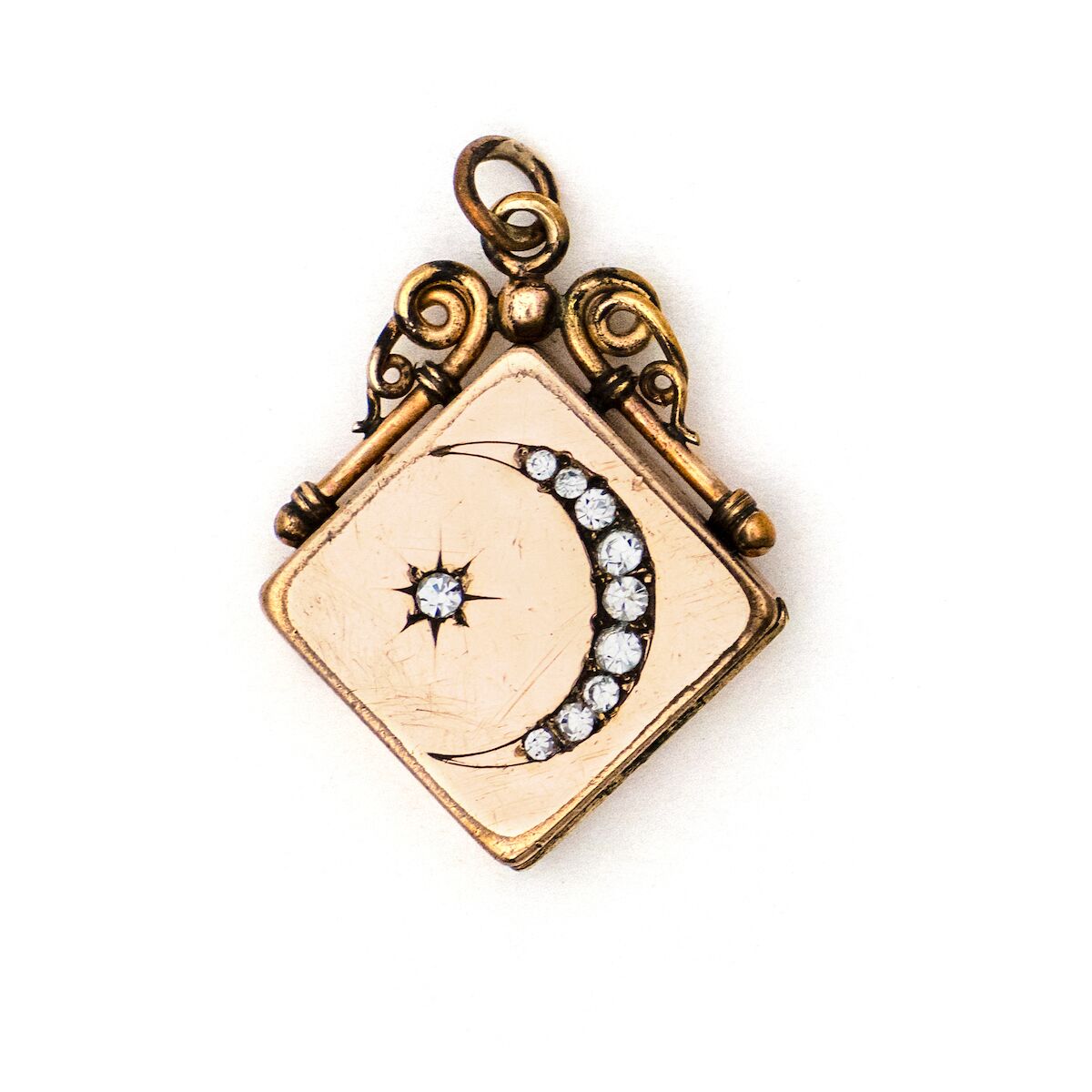 Crescent Moon & Star Square Locket