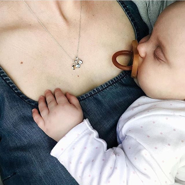 Moon Birthstone Charm Necklace