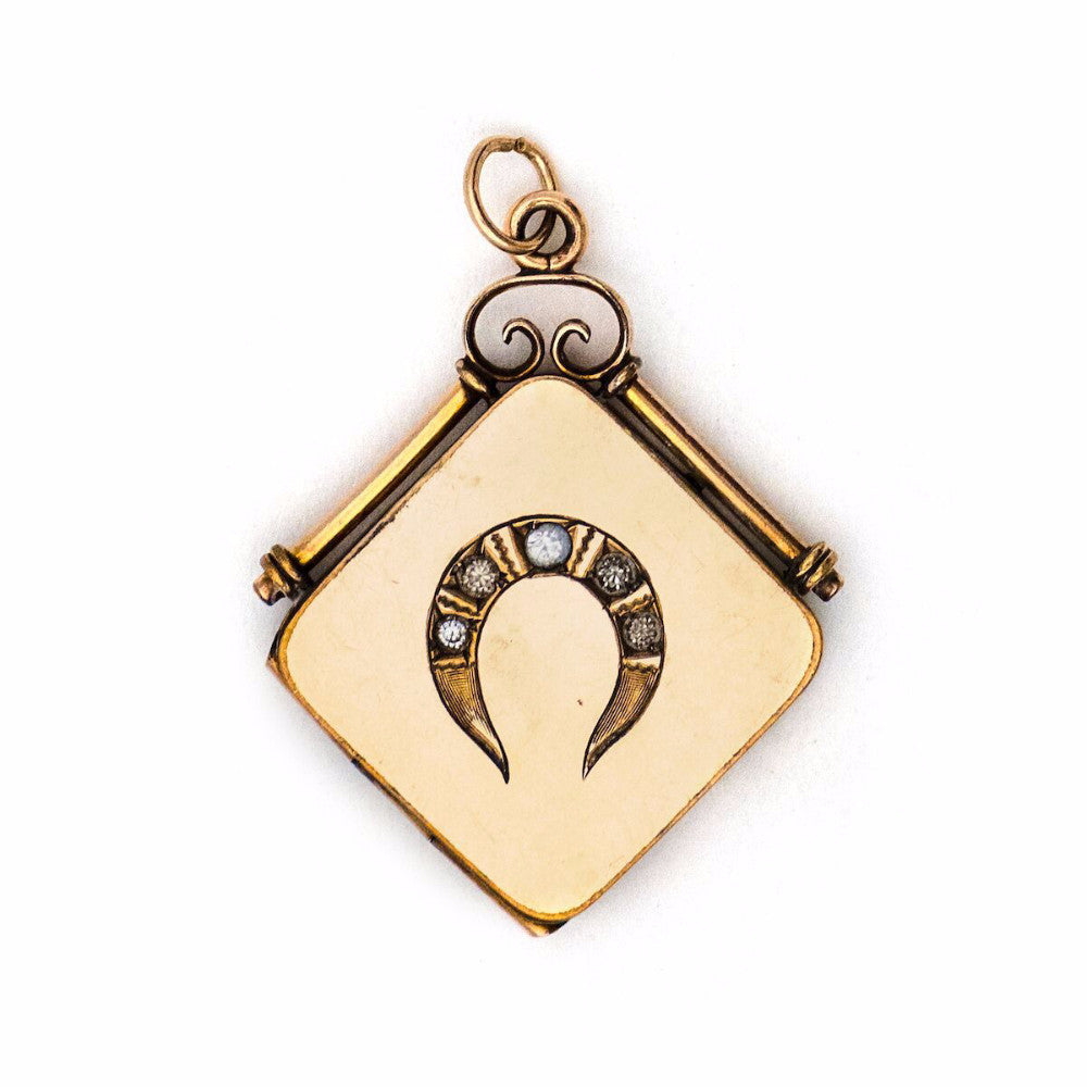 Lucky Horseshoe Square Locket