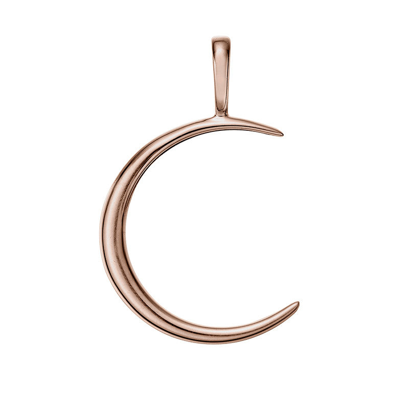 Polished Rose Gold Vermeil Crescent Moon Pendant