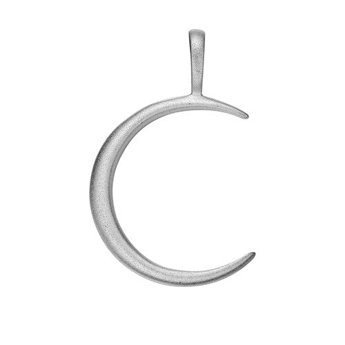 Polished Sterling Silver Crescent Moon Pendant