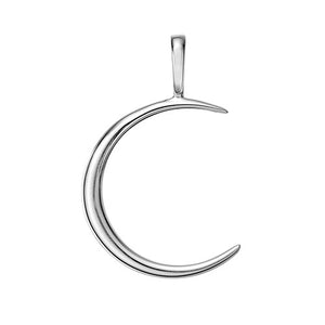 Polished Sterling Silver Crescent Moon Pendant