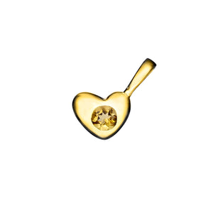 Polished Gold Vermeil Heart Birthstone Charm - November / Citrine