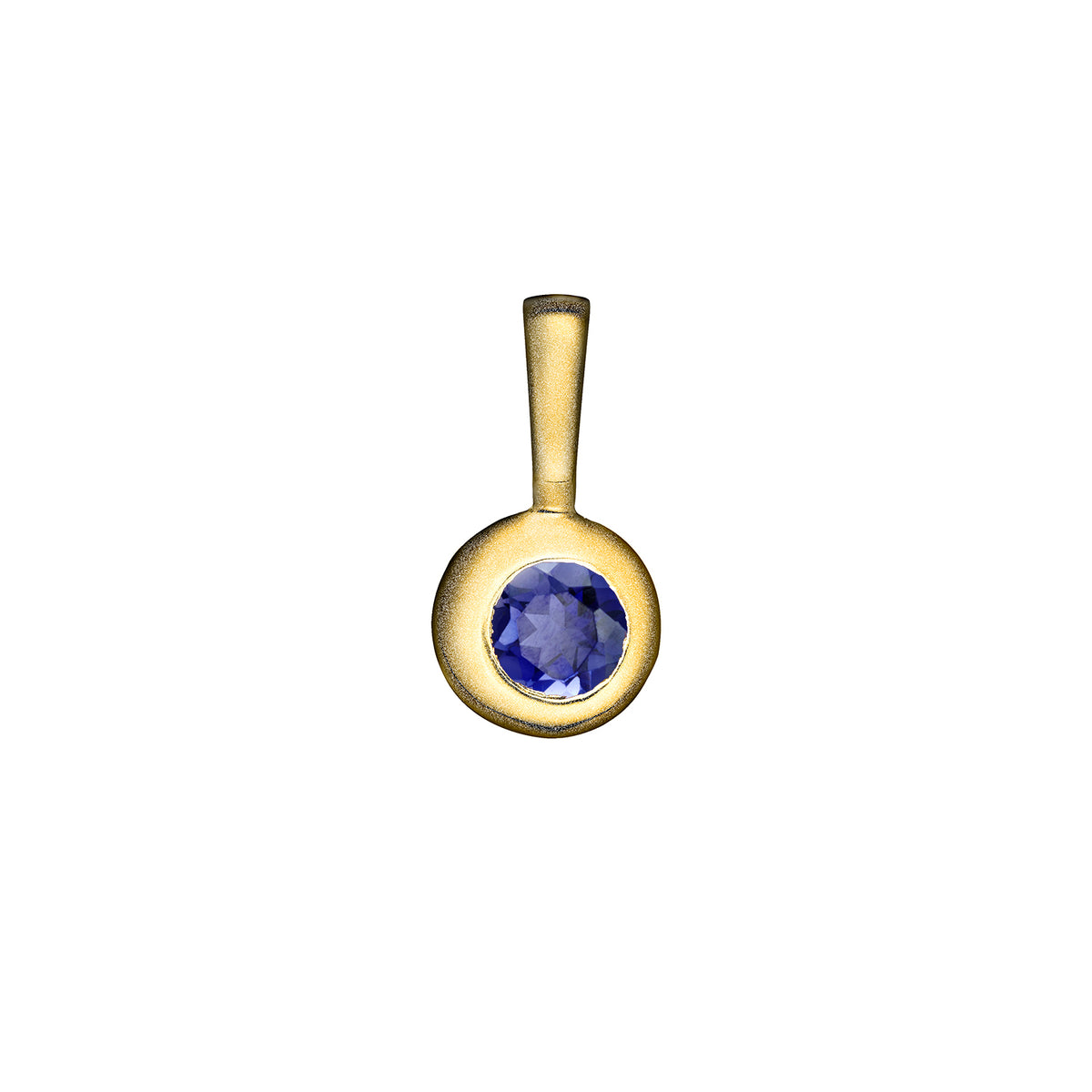 Matte Gold Vermeil Moon Birthstone Charm - September / Iolite
