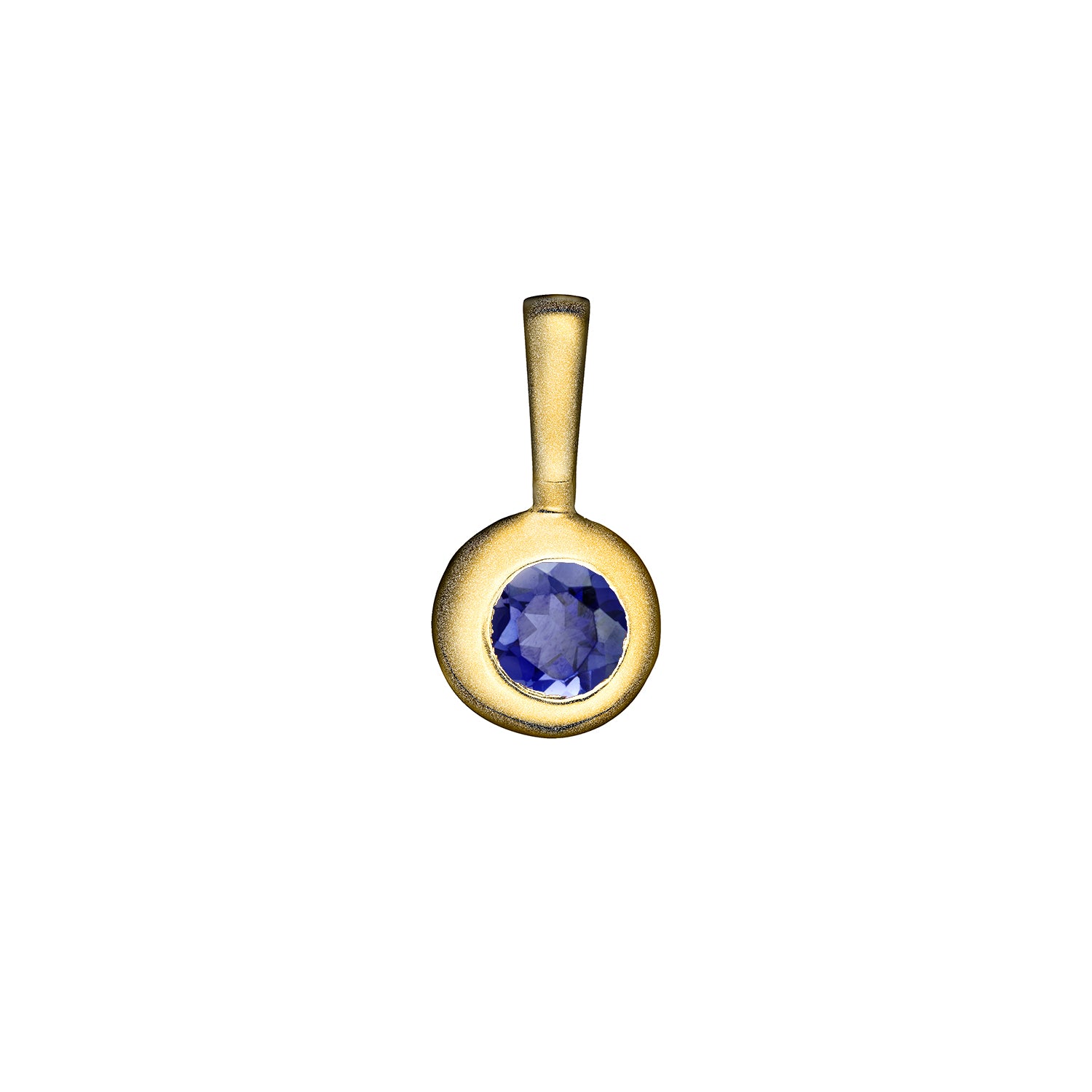 Matte Gold Vermeil Moon Birthstone Charm - September / Iolite