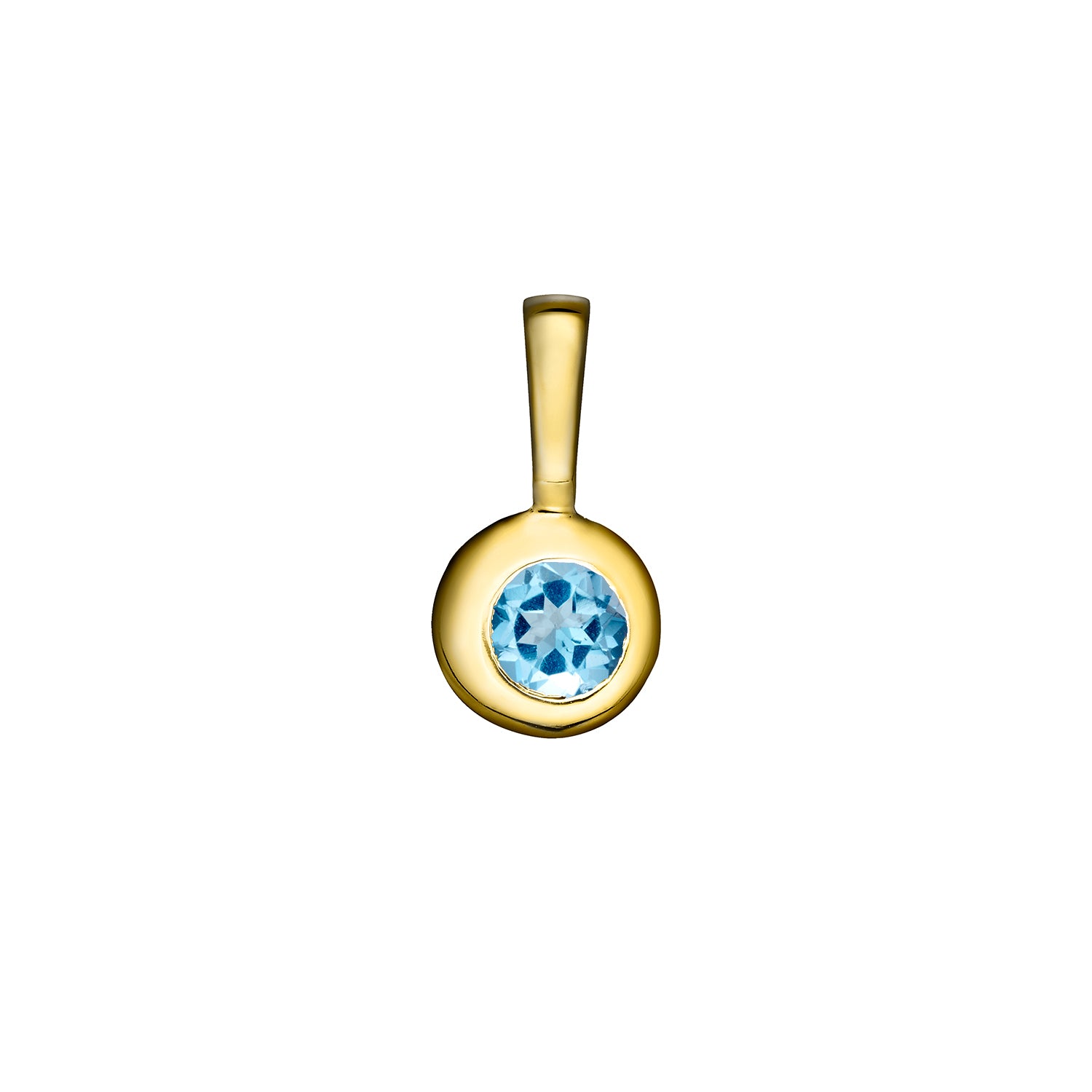 Polished Gold Vermeil Moon Birthstone Charm - December / Blue Topaz