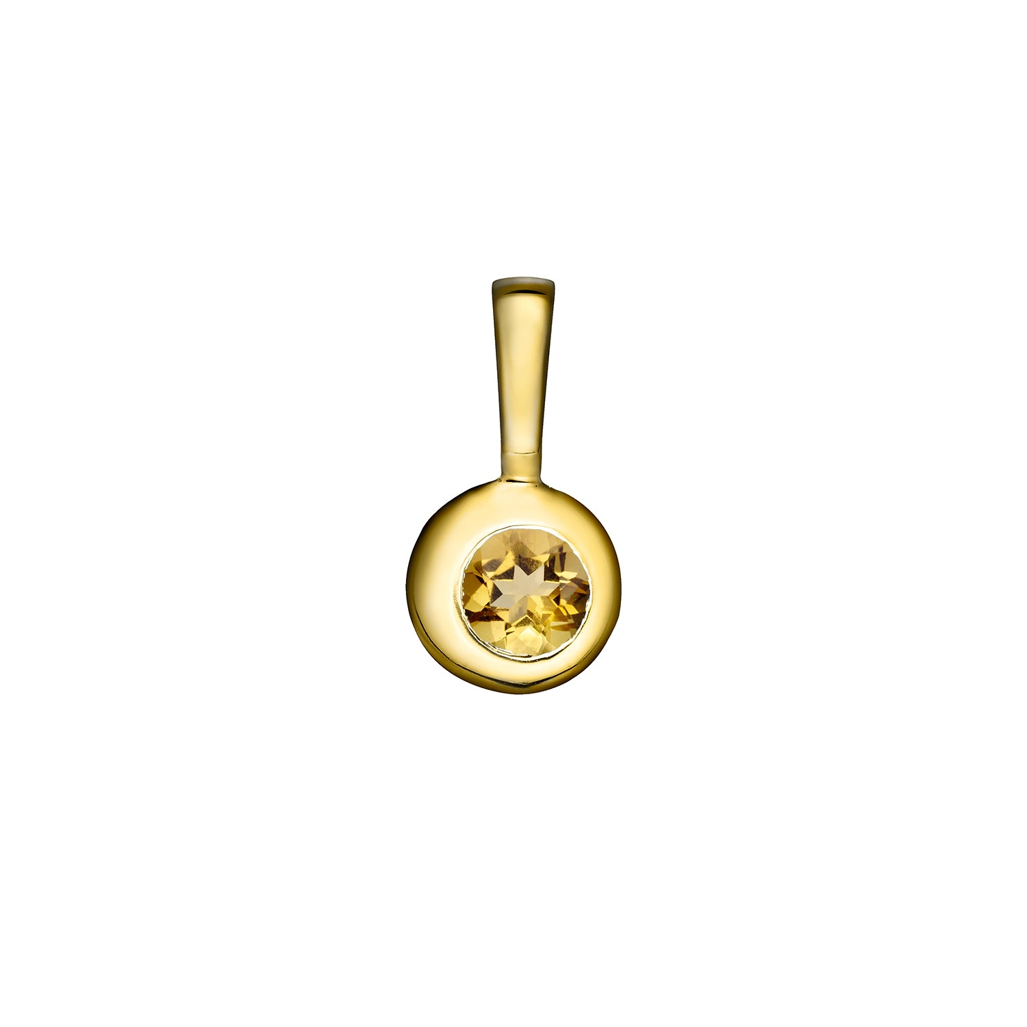 Polished Gold Vermeil Moon Birthstone Charm - November / Citrine