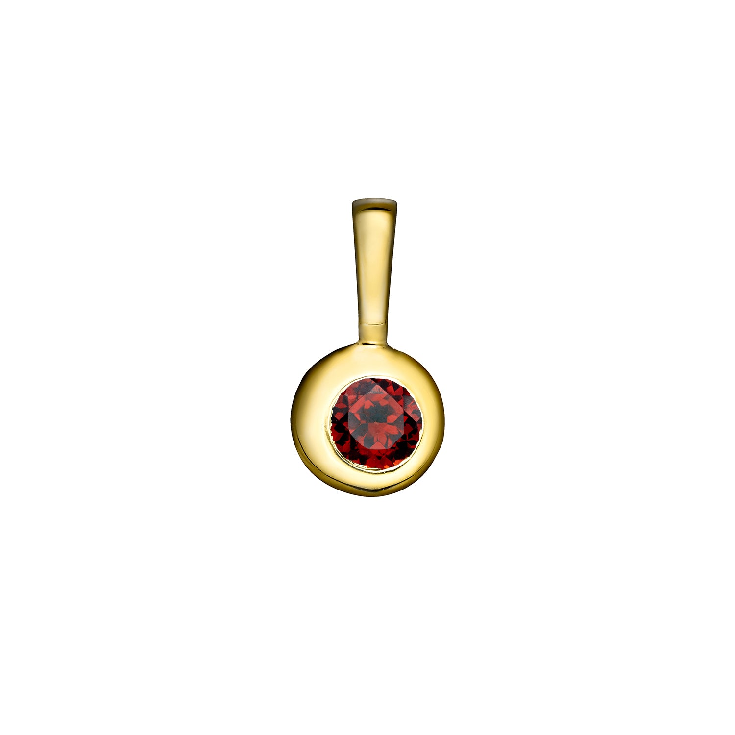 Polished Gold Vermeil Moon Birthstone Charm - January / Garnet