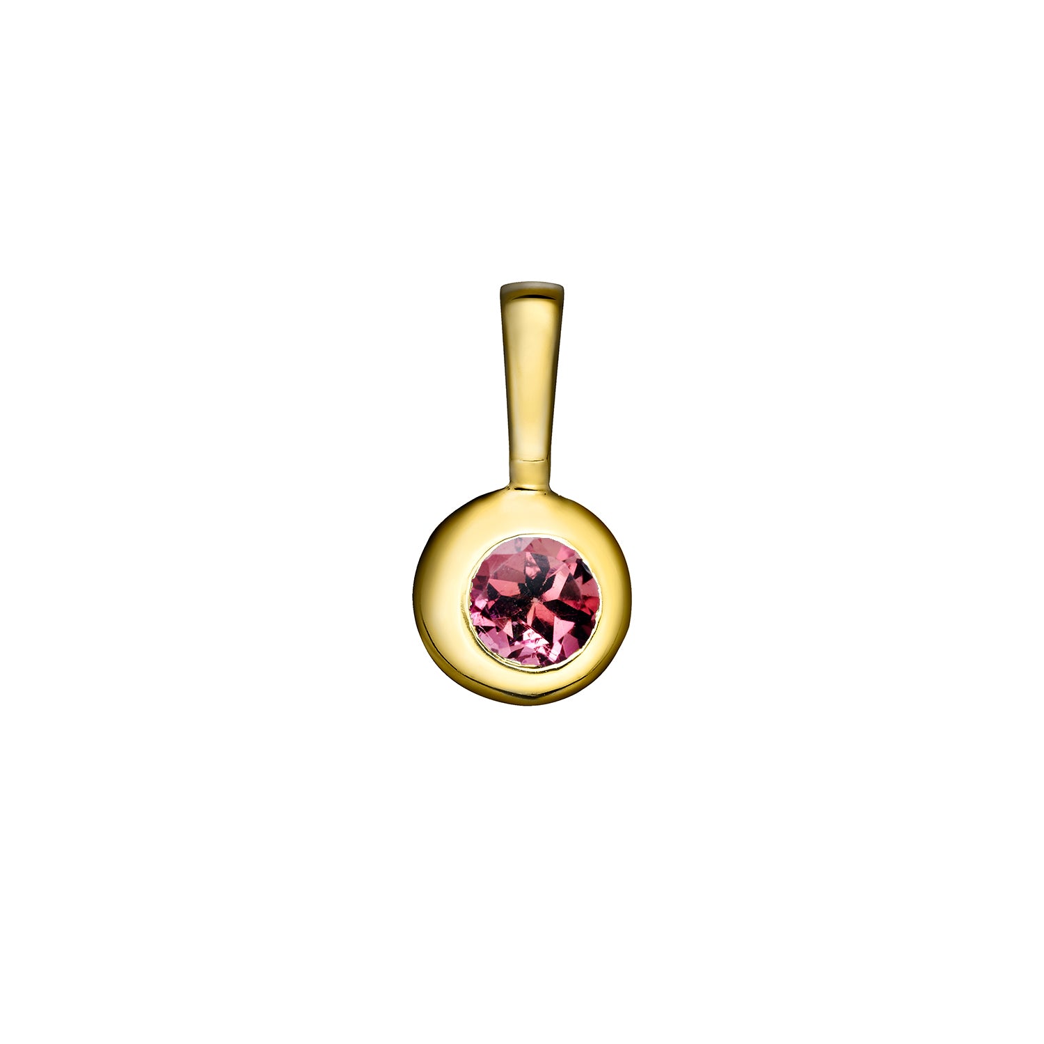 Polished Gold Vermeil Moon Birthstone Charm - October / Pink Tourmaline