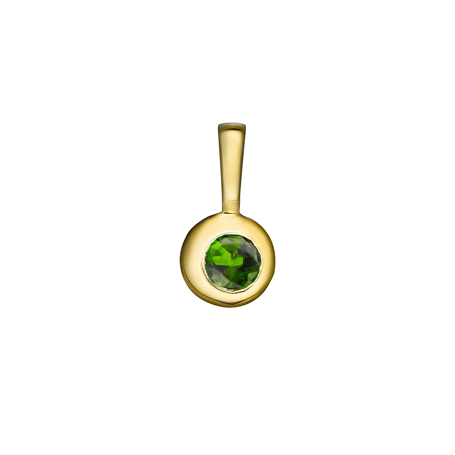 Polished Gold Vermeil Moon Birthstone Charm - May / Siberian Emerald