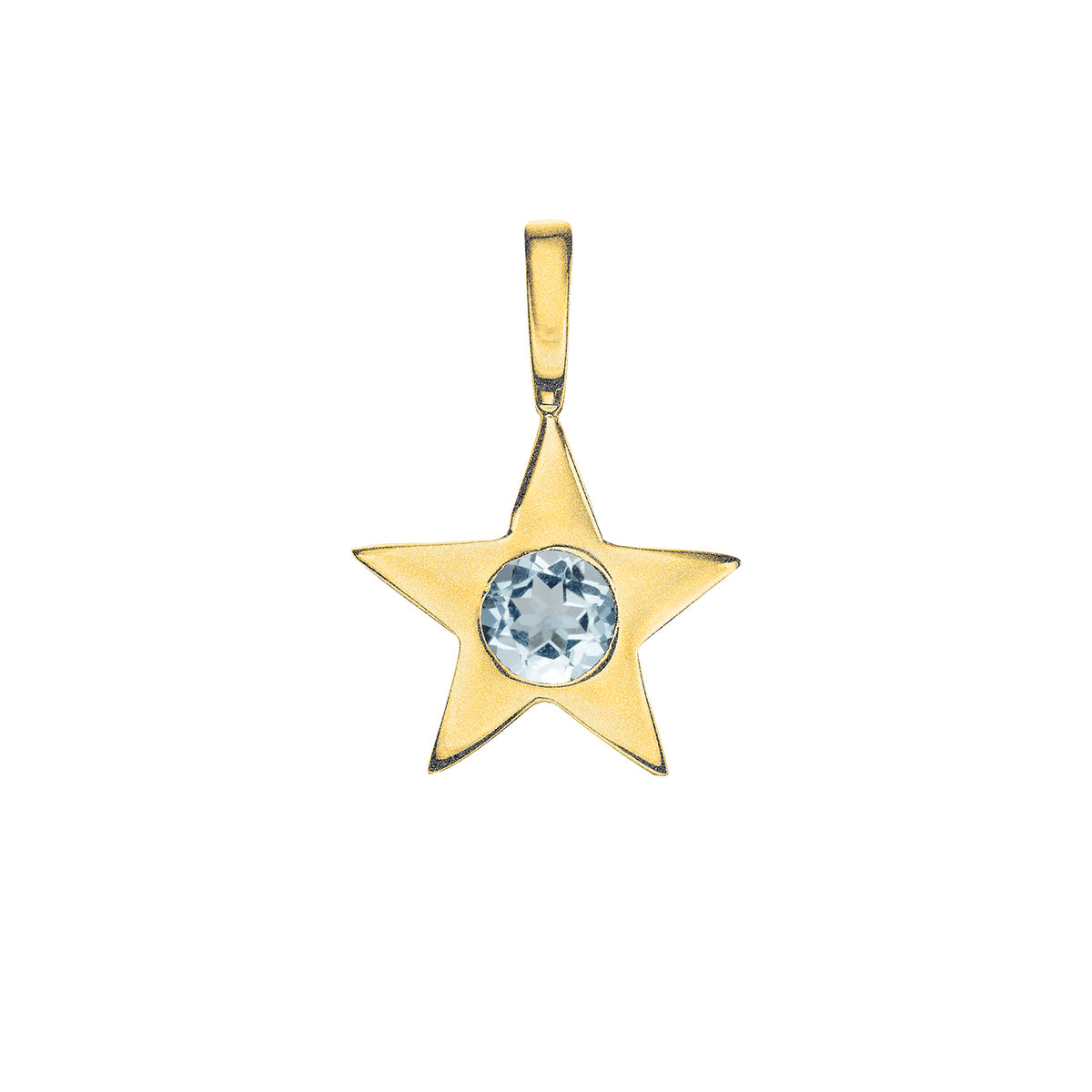 Matte Gold Vermeil Star Birthstone Charm - March / Aquamarine