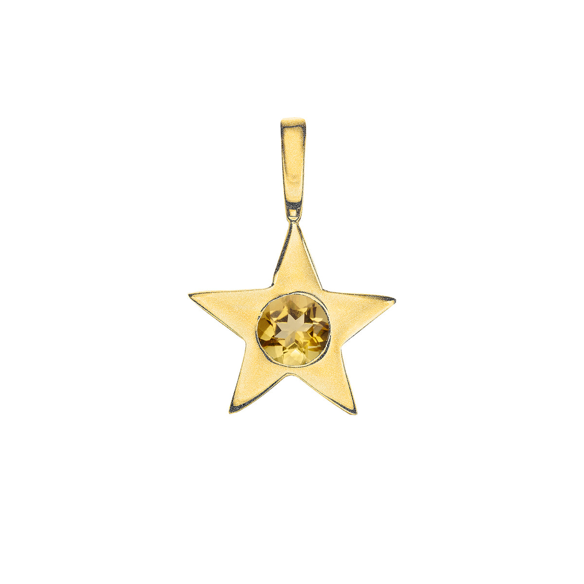 Matte Gold Vermeil Star Birthstone Charm - November / Citrine