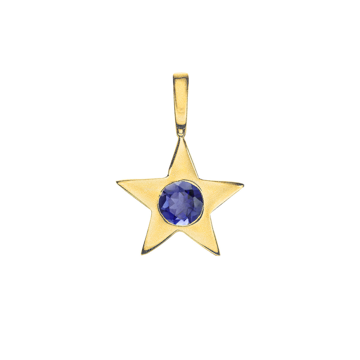 Matte Gold Vermeil Star Birthstone Charm - September / Iolite
