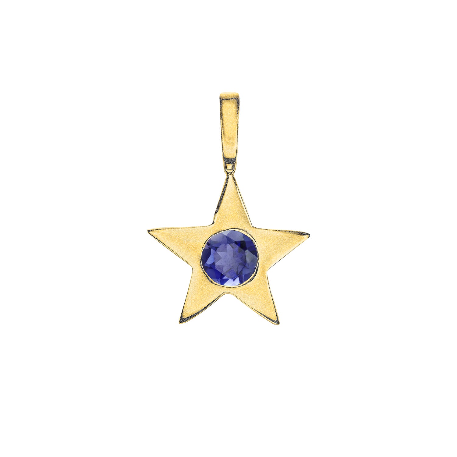 Matte Gold Vermeil Star Birthstone Charm - September / Iolite