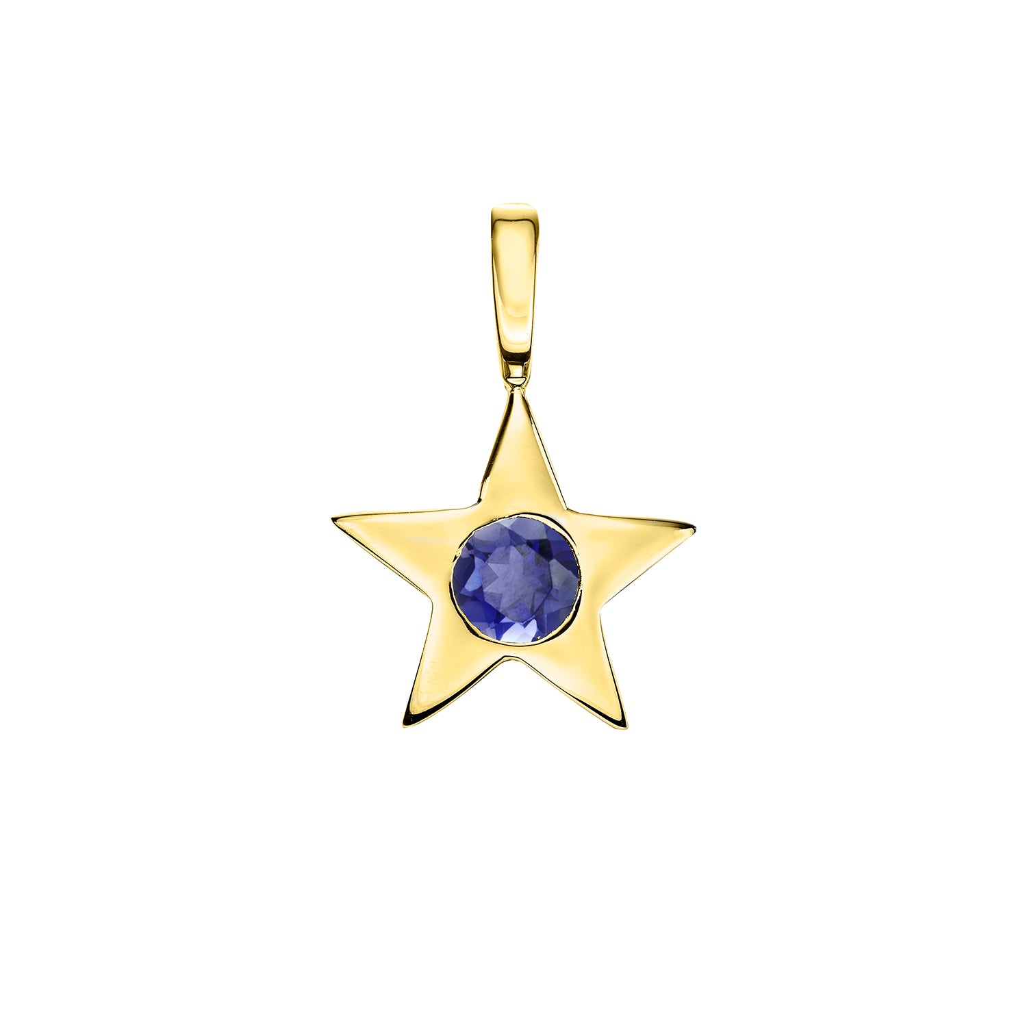 Polished Gold Vermeil Star Birthstone Charm - September / Iolite