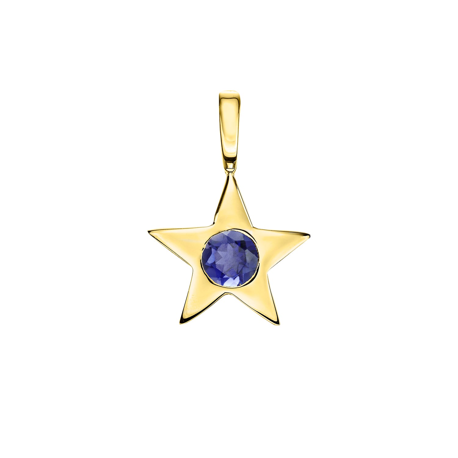 Polished Gold Vermeil Star Birthstone Charm - September / Iolite