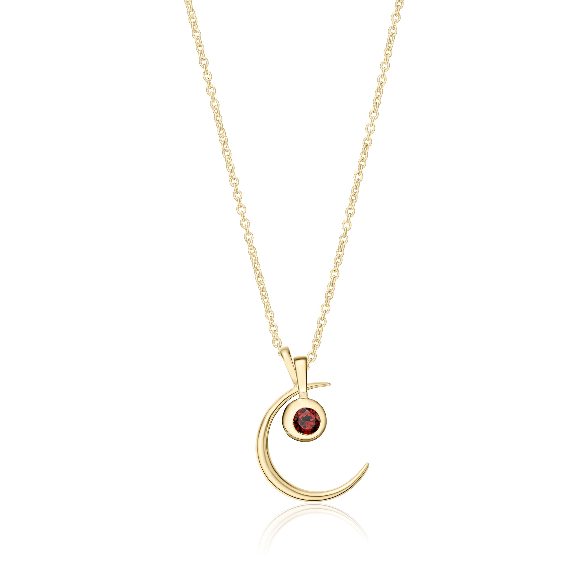 Crescent Moon Birthstone Charm Necklace