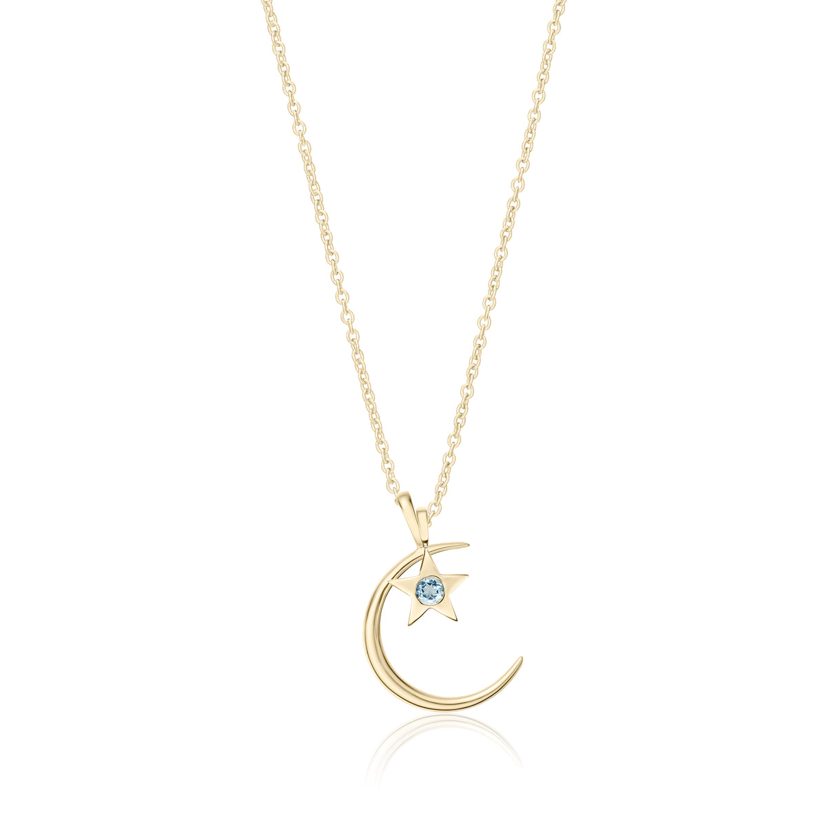 Moon & Stars Birthstone Charm Necklace