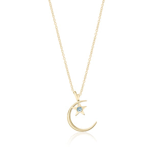 Moon & Stars Birthstone Charm Necklace