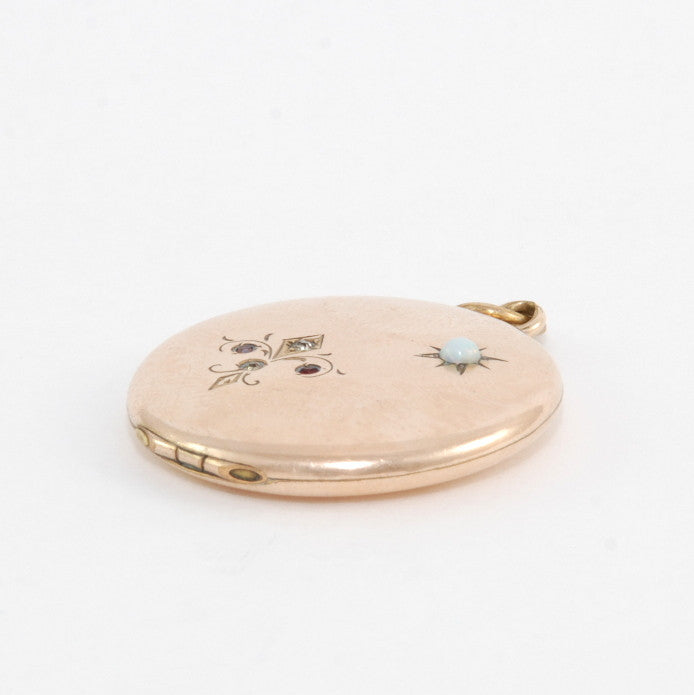 Opal Fleur de Lis Locket