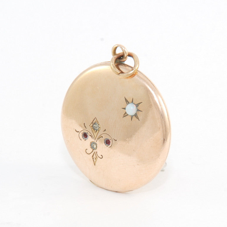 Opal Fleur de Lis Locket