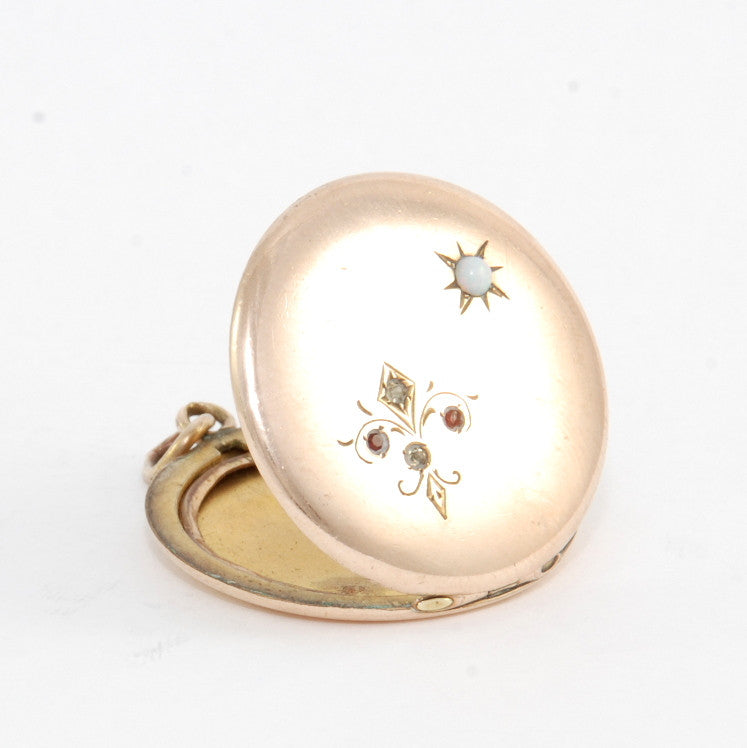 Opal Fleur de Lis Locket