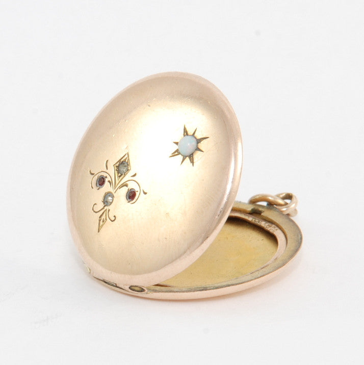 Opal Fleur de Lis Locket