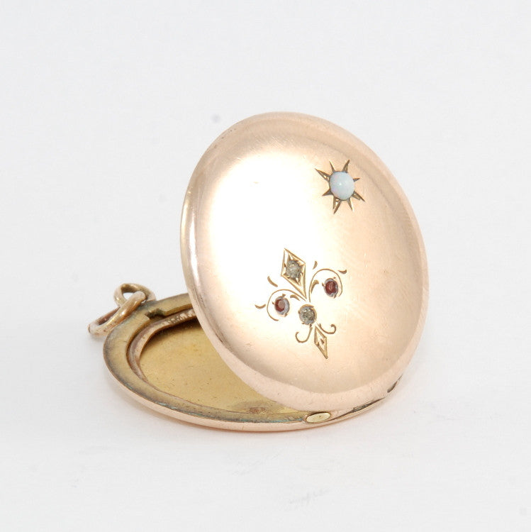 Opal Fleur de Lis Locket