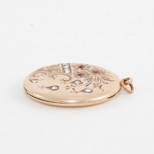Violet Floral Engraved Locket