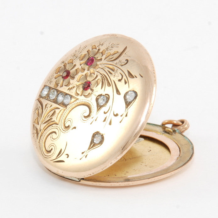 Violet Floral Engraved Locket