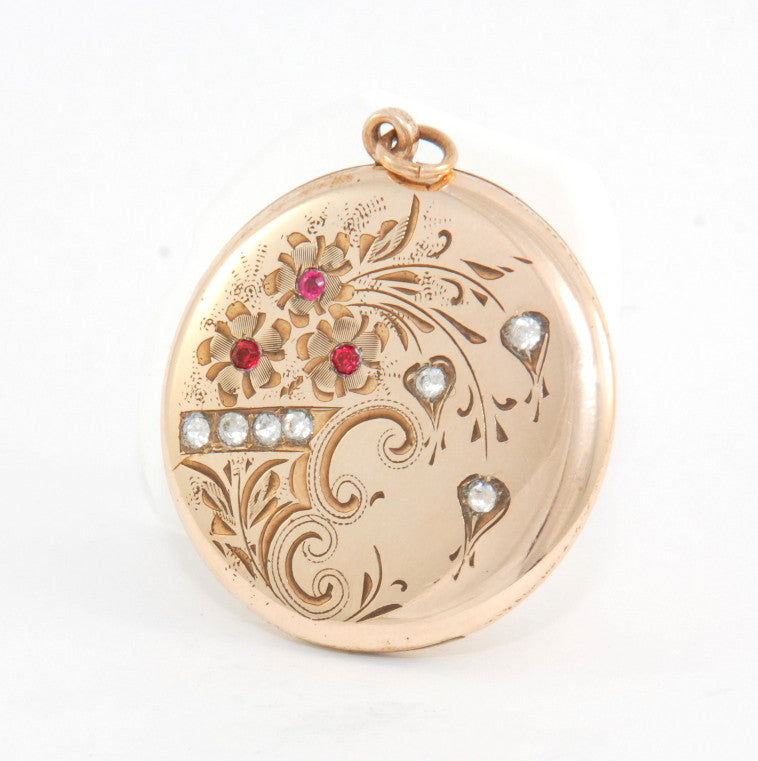 Violet Floral Engraved Locket