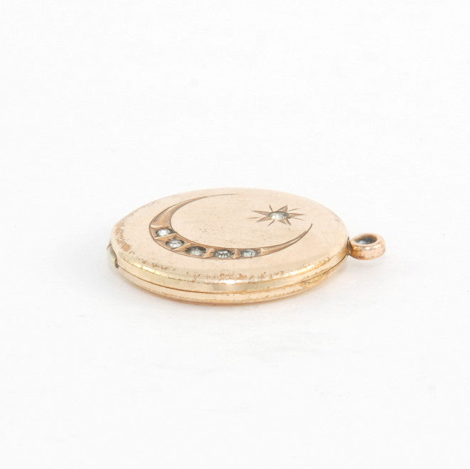 Small Round Moon & Star Vintage Locket