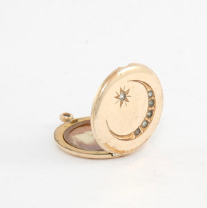 Small Round Moon & Star Vintage Locket